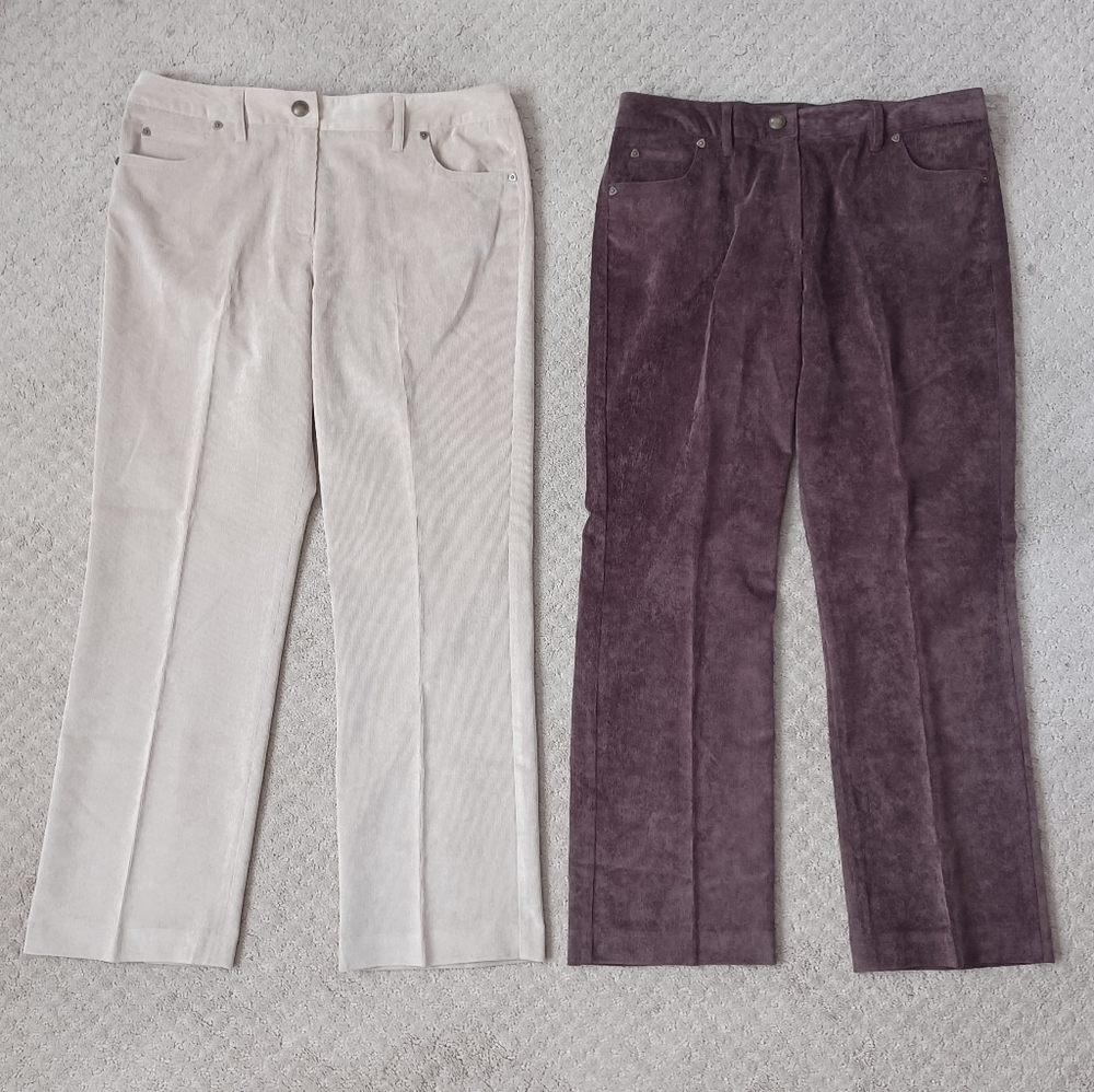 Women's Larry Levine Stretch Corduroy Trousers (BUNDLE of 2)